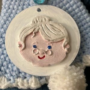 Granny Christmas Ornament Clay on Acrylic Disk